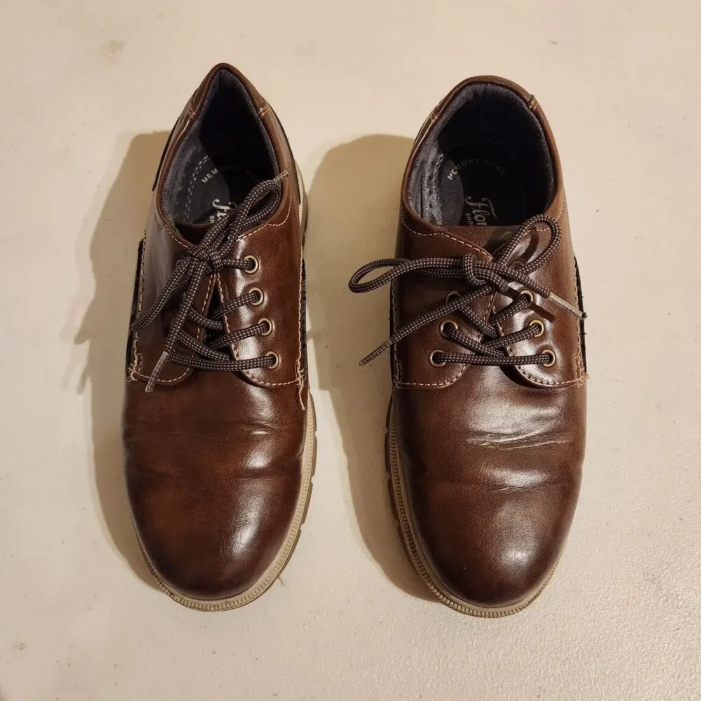 Florsheim Boys 3M Lookout Jr. Plain Toe Oxford Shoes Cognac Brown Preppy Dress